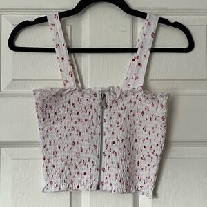 Me to We Zip-Front One-Shoulder Shirred Crop Top - Size S